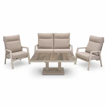 Loungeset Ohio crème klein met Prato loungetafel, Lesli Living, Tuinmeubels.nl