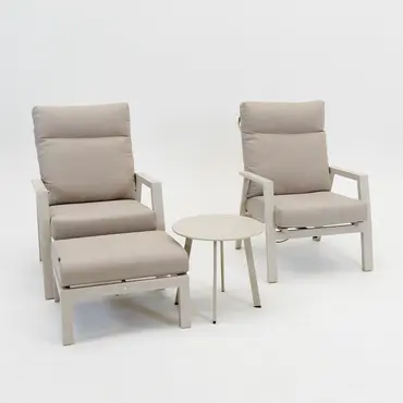 Loungeset Ohio Crème met 2 down town voetenbankjes en tafeltje - afbeelding 2