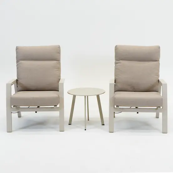 Loungeset Ohio Crème met 2 down town voetenbankjes en tafeltje - afbeelding 3