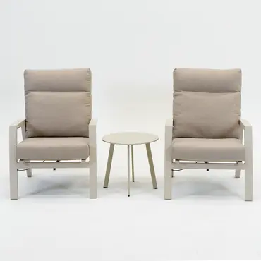 Loungeset Ohio Crème met 2 down town voetenbankjes en tafeltje - afbeelding 3