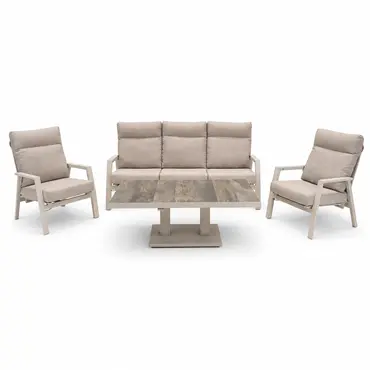 Loungeset Ohio crème met Prato loungetafel, Lesli Living, tuinmeubels.nl