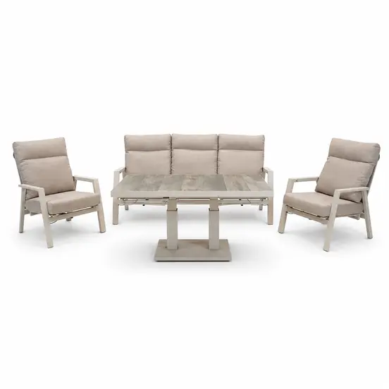 Loungeset Ohio crème met Prato loungetafel tafel, Lesli Living, tuinmeubels.nl