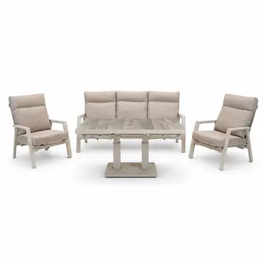 Loungeset Ohio crème met Prato loungetafel tafel, Lesli Living, tuinmeubels.nl