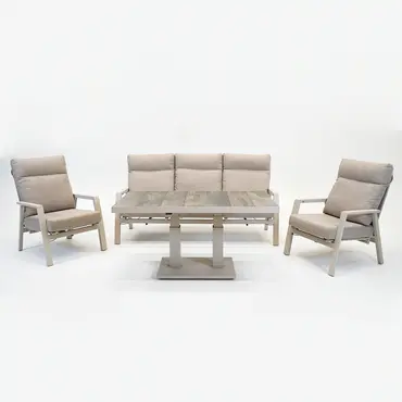 Loungeset Ohio crème met Prato loungetafel - afbeelding 1