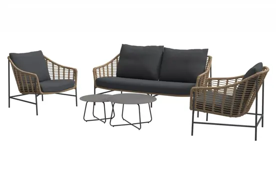 Loungeset Timor 2,5zits bank en 2 loungestoelen www.tuinmeubels.nl