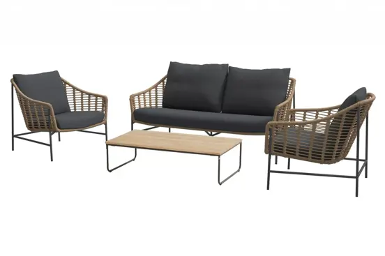 Loungeset Timor 2,5zits bank en 2 loungestoelen www.tuinmeubels.nl