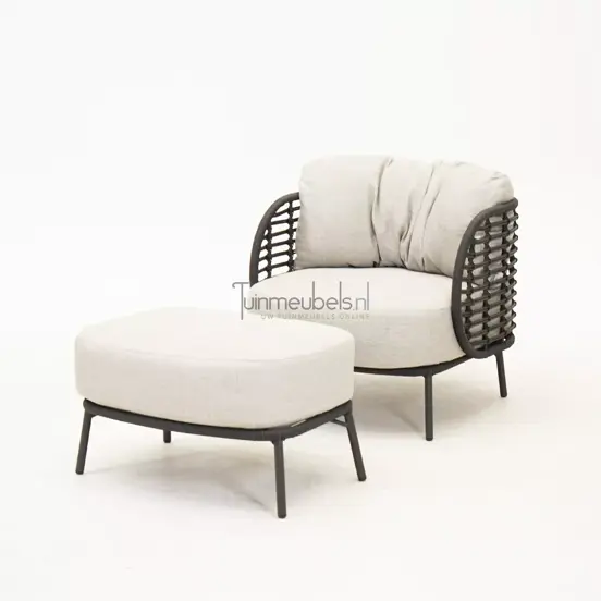 Fabrice living chair anthracite met voetenbank, 4 Seasons Outdoor, tuinmeubels