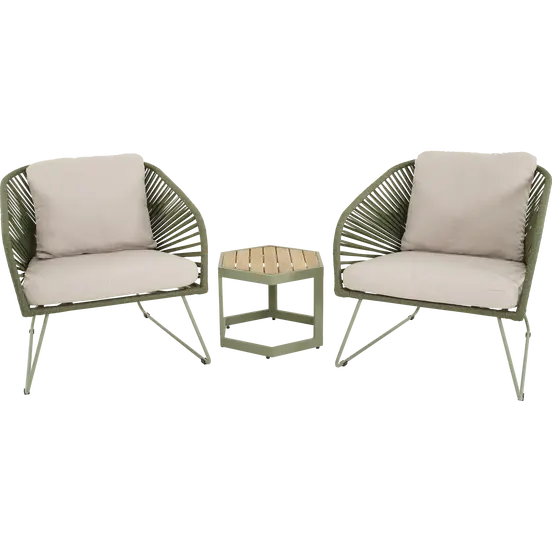 Loungestoel izumi groen met bijzettafel, Lesli Living, tuinmeubels.nl