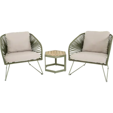 Loungestoel izumi groen met bijzettafel, Lesli Living, tuinmeubels.nl