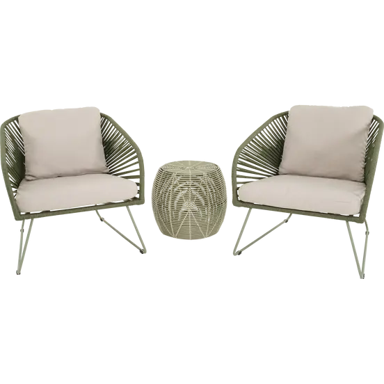 Loungestoel izumi groen incl bijzettafel, Lesli Living, tuinmeubels.nl