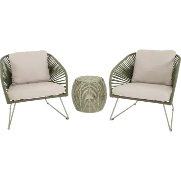 Loungestoel izumi groen incl bijzettafel, Lesli Living, tuinmeubels.nl