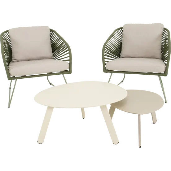 Loungestoel izumi groen met tafeltjes, Lesli Living, tuinmeubels.nl