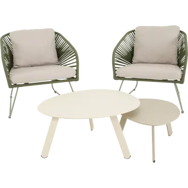 Loungestoel izumi groen met tafeltjes, Lesli Living, tuinmeubels.nl