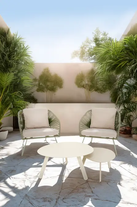 Loungestoel izumi groen sfeerbeeld, Lesli Living, tuinmeubels.nl