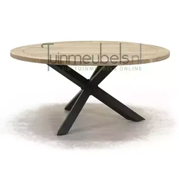 Tuintafel Louvre Teak 160cm Rond Alu Onderstel
