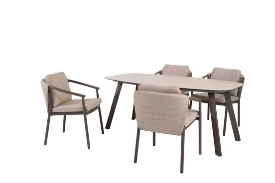 Manolo 180x95x75 cm met 4x Barolo dining stoel terre schuin, 4 Seasons Outdoor, tuinmeubels.nl
