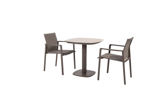 Manolo 75x75x75 cm met 2x Cortina dining stoel terre, 4 Seasons Outdoor, tuinmeubels.nl