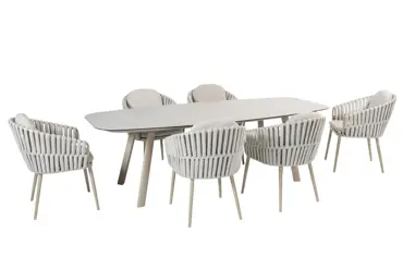Manolo tafel 240x103cm met 6 Eva stoelen, 4 Seasons Outdoor, Tuinmeubels