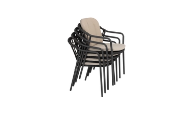 Manolo tafel 75x75x75 cm met 4 Manitoba stoelen Antraciet details, 4 Seasons Outdoor, tuinmeubels.nl