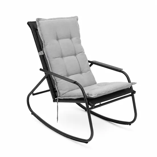 Noa rocking chair met grijs zitkussen, Vita tuinmeubelen, tuinmeubels.nl