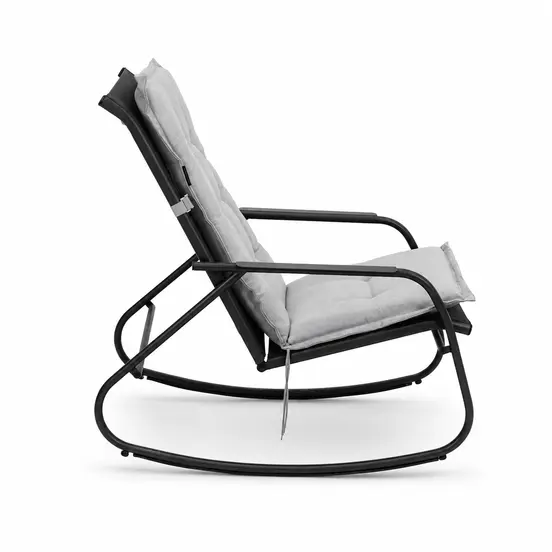 Noa rocking chair met grijs zitkussen 3, Vita tuinmeubelen, tuinmeubels.nl