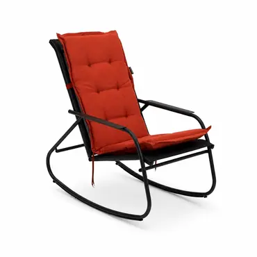 Noa rocking chair met rood zitkussen, Vita tuinmeubelen, tuinmeubels.nl