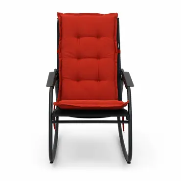 Noa rocking chair met rood zitkussen 2, Vita tuinmeubelen, tuinmeubels.nl