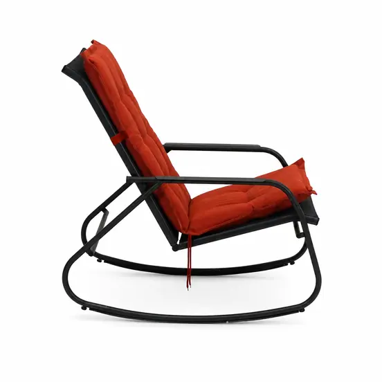 Noa rocking chair met rood zitkussen 3, Vita tuinmeubelen, tuinmeubels.nl
