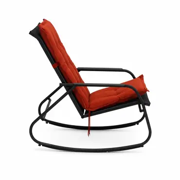 Noa rocking chair met rood zitkussen 3, Vita tuinmeubelen, tuinmeubels.nl