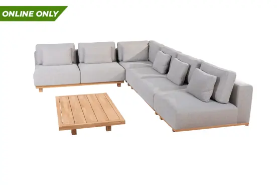 Paradiso loungeset groot met teak koffietafel, 4 Seasons Outdoor, Tuinmeubels