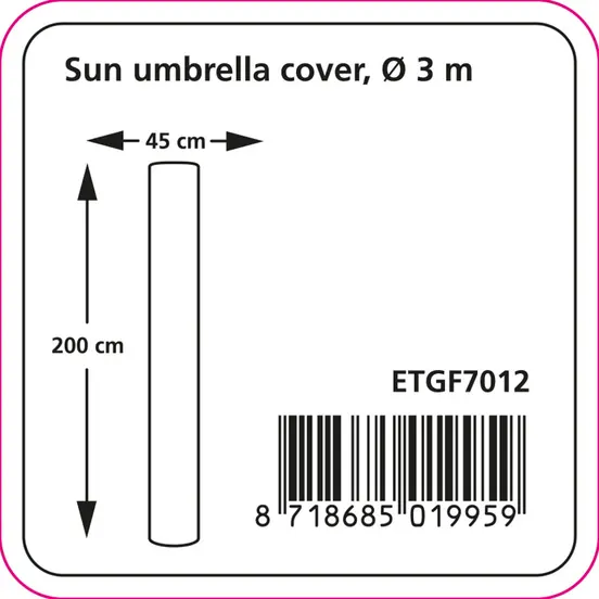 Parasolhoes cantonic 200x45cm grijs afmetingen, Eurotrail hoezen, tuinmeubels.nl