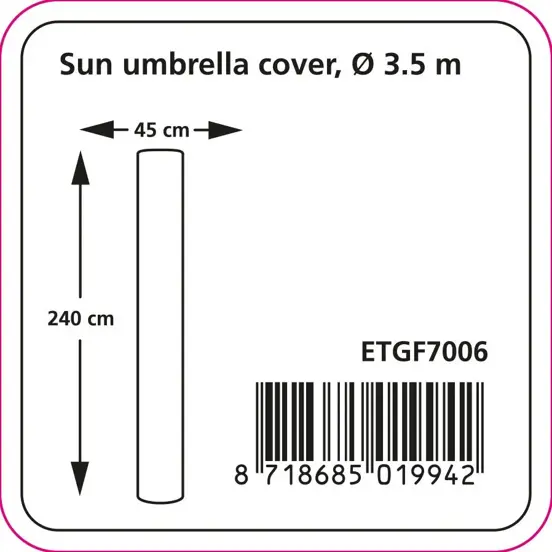 Parasolhoes ca 240x45cm grijs afmetingen, Eurotrail, tuinmeubels