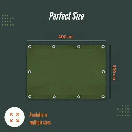 Perfect Cover® Super Sterk Afdekzeil - 3 x 4 m - Groen - 150 g/m² - Scheurbesten. perfect size verbo. tuinmeubels.nl