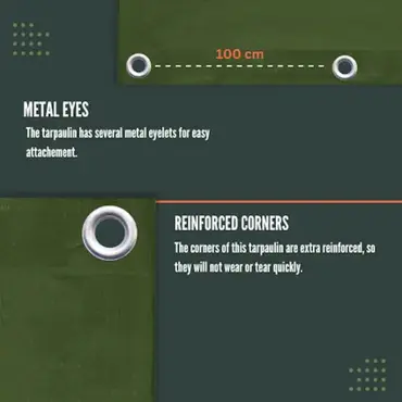 Perfect Cover® Super Sterk Afdekzeil - 3 x 4 m - Groen - 150 g/m² - Scheurbesten.metal eyes verbo. tuinmeubels.nl
