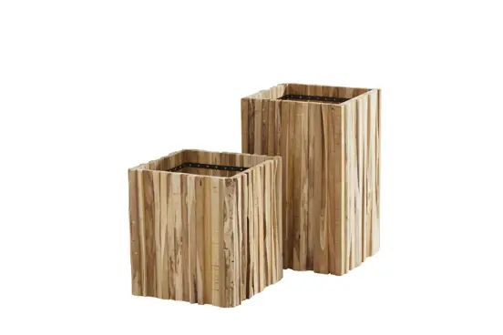 Plantenbak Miguel vierkant medium teak 45 x 45 cm. (H 70cm.) | 4 Seasons Outdoor - afbeelding 2