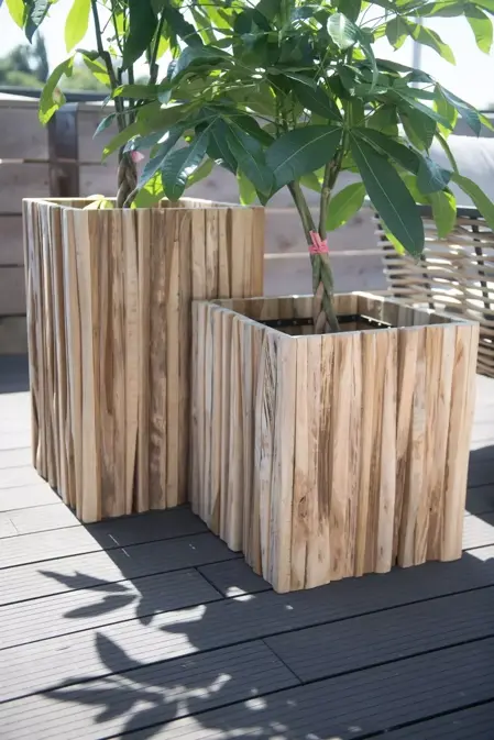 Plantenbak Miguel vierkant small teak 45 x 45 cm. ( H 50cm.) | 4 Seasons Outdoor - afbeelding 5