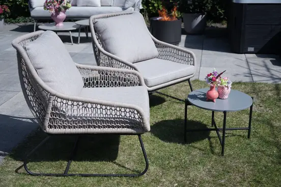 Portofino lounge set van 3 bruin zijkant, Vita, tuinmeubels.nl