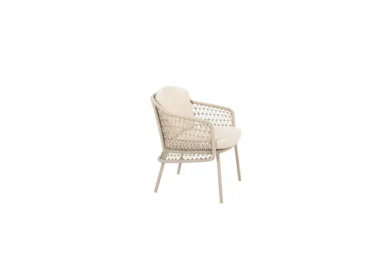 Prado tafel Ø130x75cm met 4 Puccini stoelen rechts, 4 Seasons Outdoor, Tuinmeubels