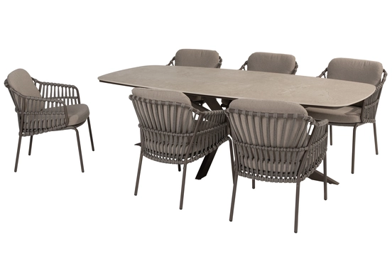 Prado Tafel 240x105x75 cm met 6 Capalbio Stoelen, 4 Seasons Outdoor, Tuinmeubels