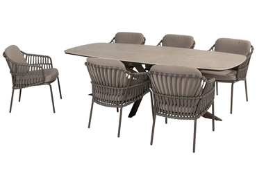 Prado Tafel 240x105x75 cm met 6 Capalbio Stoelen, 4 Seasons Outdoor, Tuinmeubels