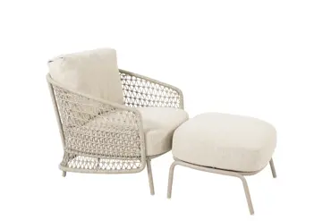 Puccini loungestoel met voetenbank, 4 Seasons Outdoor, tuinmeubels