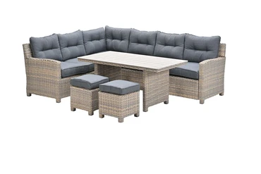 Seagull L/D set 5-dlg links vint.w L-shape/r.bl/ l.teak VW, Garden Impressions, tuinmeubels.nl