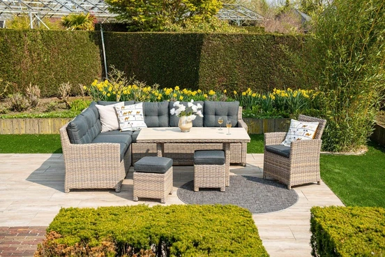 Seagull L/D set 5-dlg links vint.w L-shape/r.bl/ l.teak VW sfeer, Garden Impressions, tuinmeubels.nl