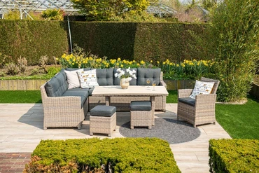 Seagull L/D set 5-dlg links vint.w L-shape/r.bl/ l.teak VW sfeer, Garden Impressions, tuinmeubels.nl