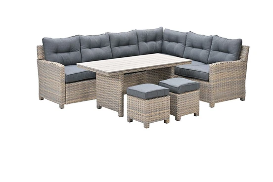 Seagull L/D set 5-dlg rechts vint.w L-shape/r.bl/ l.teak VW, Garden Impressions, tuinmeubels.nl