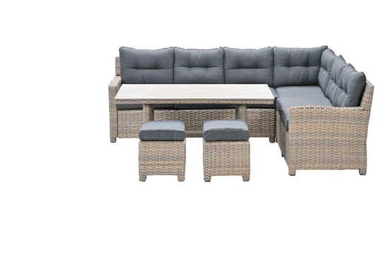 Seagull L/D set 5-dlg rechts vint.w L-shape/r.bl/ l.teak VW zij, Garden Impressions, tuinmeubels.nl