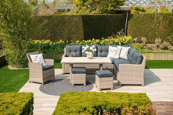 Seagull L/D set 5-dlg rechts vint.w L-shape/r.bl/ l.teak VW sfeer, Garden Impressions, tuinmeubels.nl