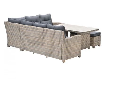 Seagull L/D set 5-dlg rechts vint.w L-shape/r.bl/ l.teak VW achter, Garden Impressions, tuinmeubels.nl