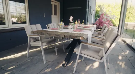 Stapelstoel leather Fauteuil créme, Vita, Tuinmeubels.nl