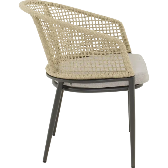 Stoel Kioto beige zijkant, Lesli Living, tuinmeubels.nl